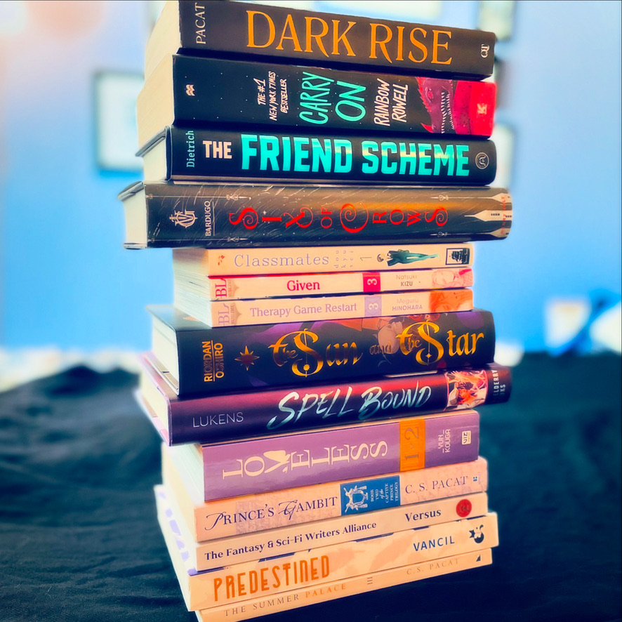 Demisexual flag book stack - The Saga - Kat Vancil