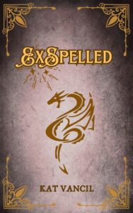 Features ExSpelled in EFCO Brookshire font on a Dark Academia old magic tome style background