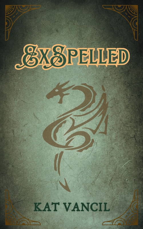 Features ExSpelled in EFCO Brookshire font on a Dark Academia old magic tome style background
