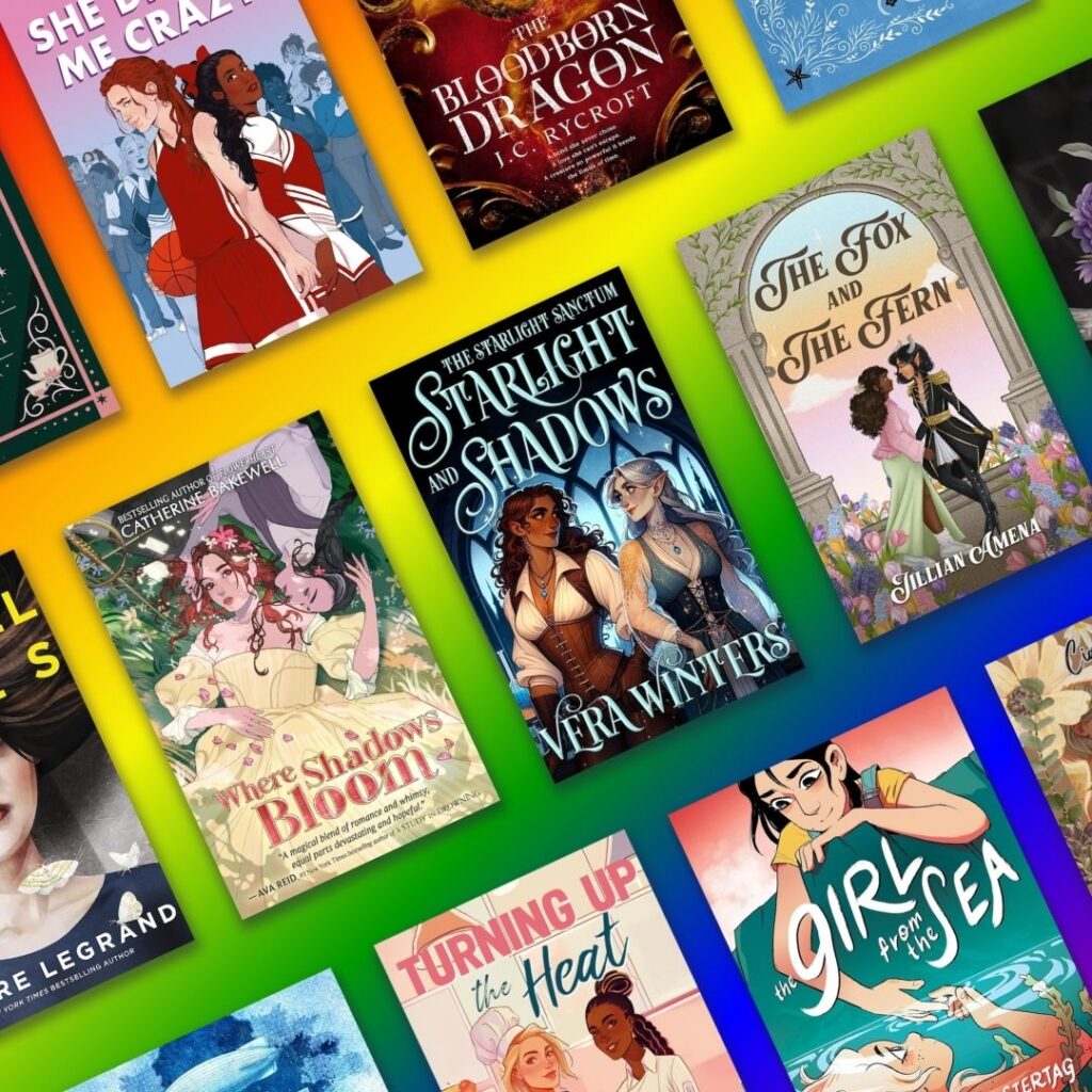 A selection of book covers featuring Sapphic books with female main characters