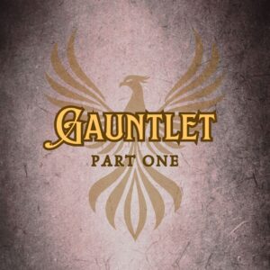 Features “Gauntlet” in EFCO Brookshire font on a Dark Academia old magic tome style background