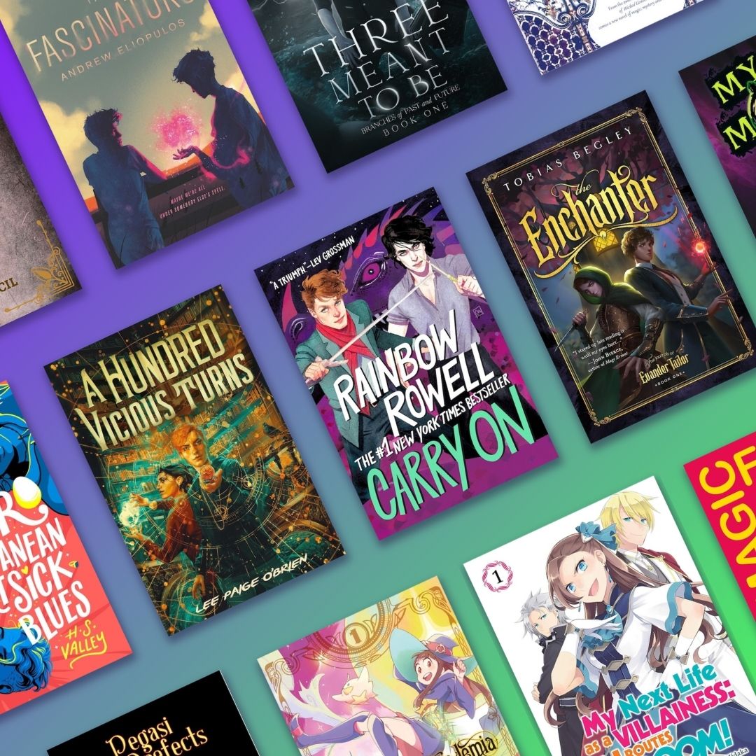A selection of book covers featuring Queer magical school books