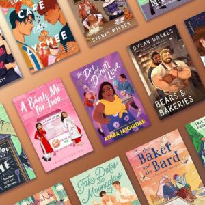A selection of Queer book covers featuring food shop stories.