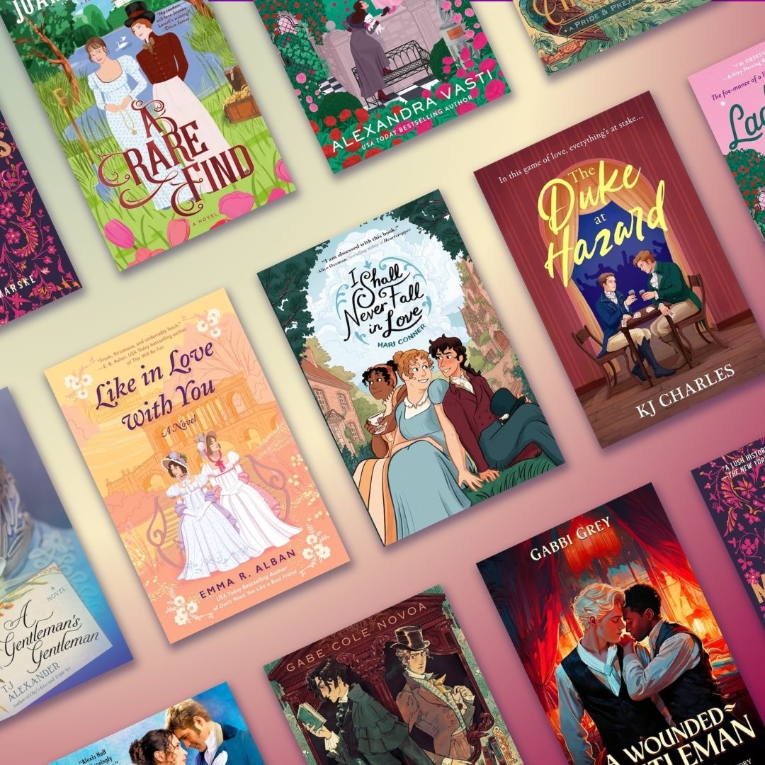 A selection of book covers featuring Queer Regency Romance books