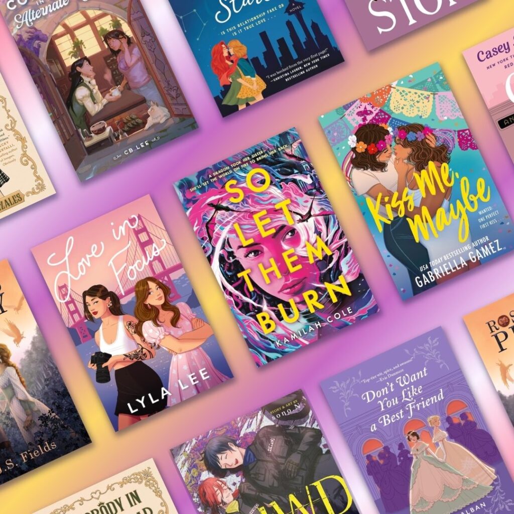 A selection of book covers featuring Sapphic books with female main characters