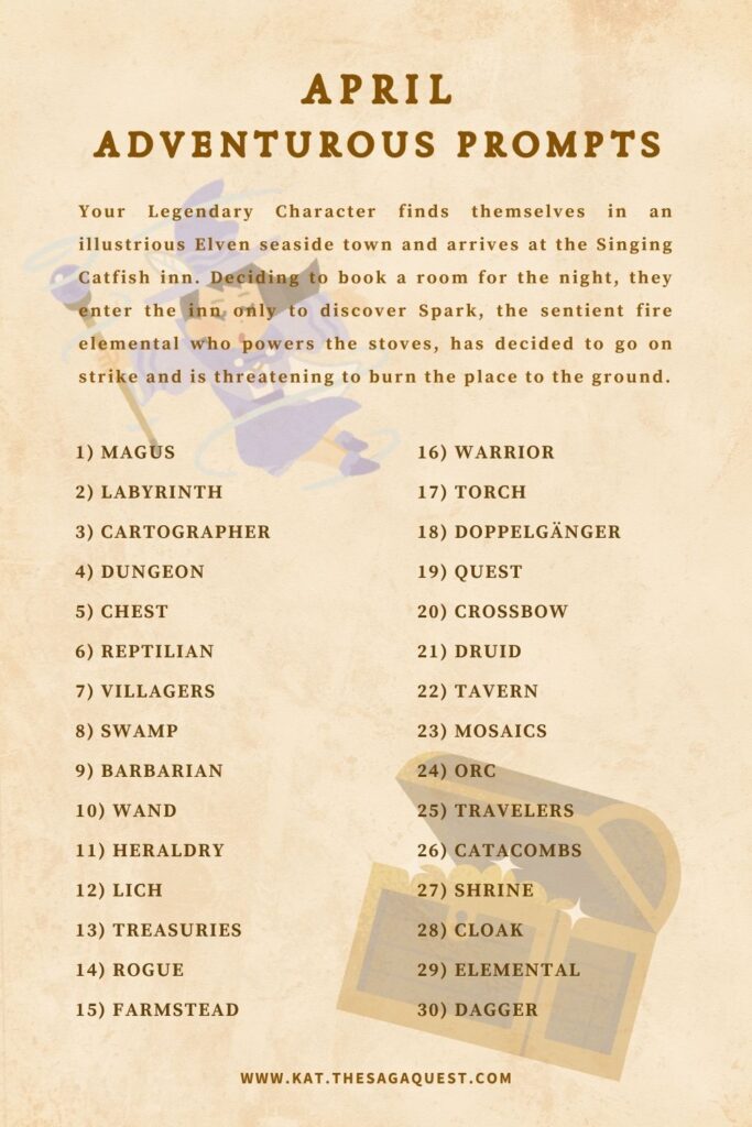 Prompt words for April 2026 - NOTE: The prompt words are presented in plain text form adjacent to this graphic for visually impaired visitors