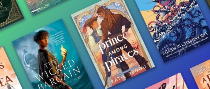 A selection of book covers featuring Queer Pirate Fantasy Adventure books