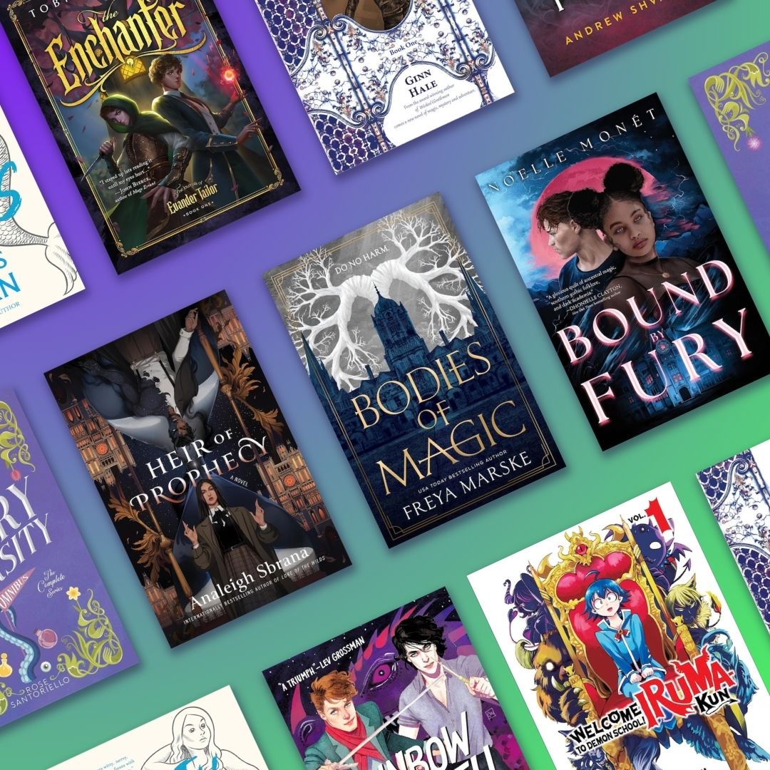 A selection of book covers featuring Queer magical school books